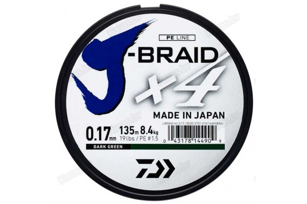 DAIWA "J-Braid X4" 0.17 Dark Green DAIWA "J-Braid X4" 0.17 Dark Green